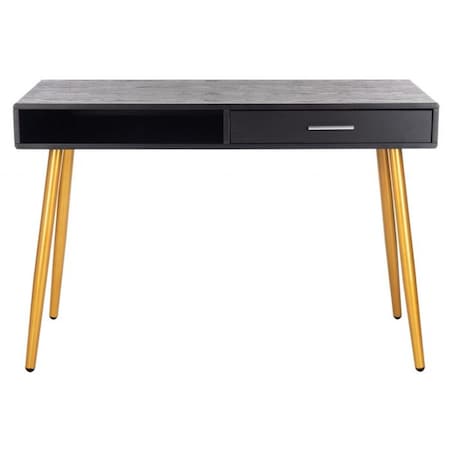 Safavieh Jorja 1 Drawer 1 Shelf Desk, Black & Gold DSK2200B